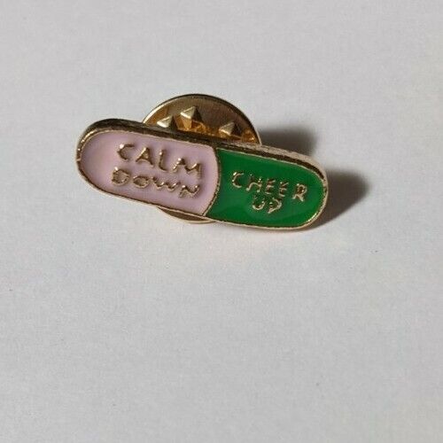 Calm Down Cheer Up Antidepressant Depression and Anxiety Lapel Pill Pin Stress