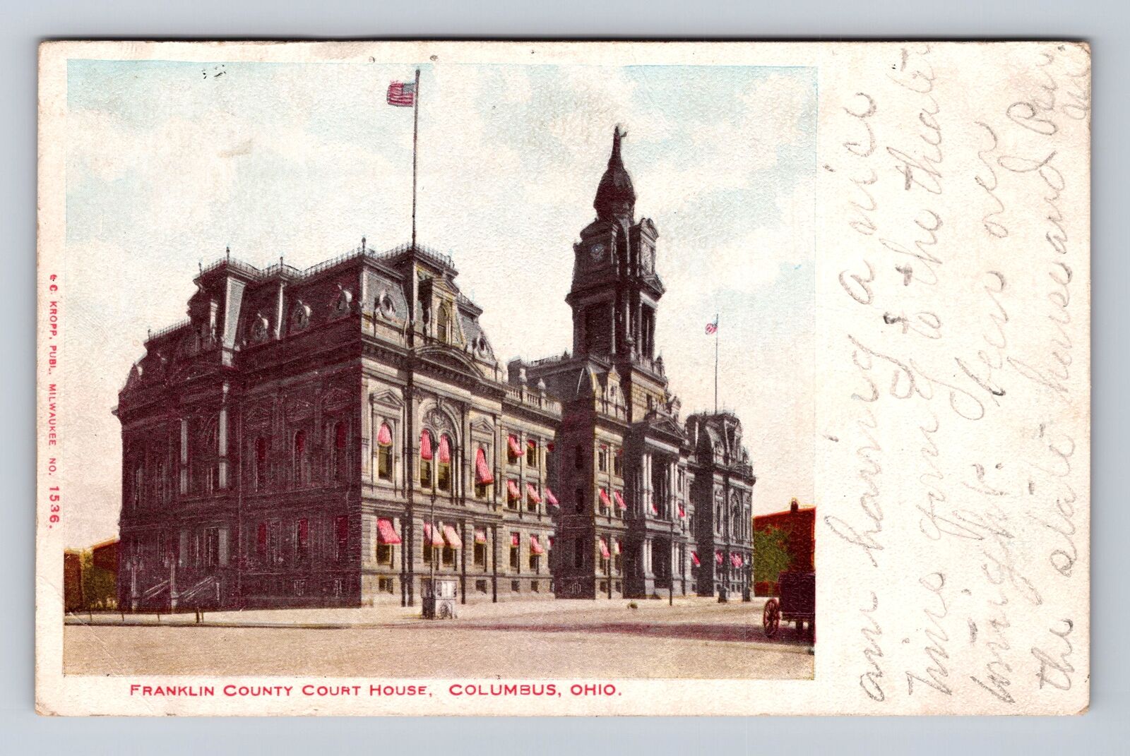 Columbus OH-Ohio, Franklin County Court House, Antique, Vintage c1908 Postcard