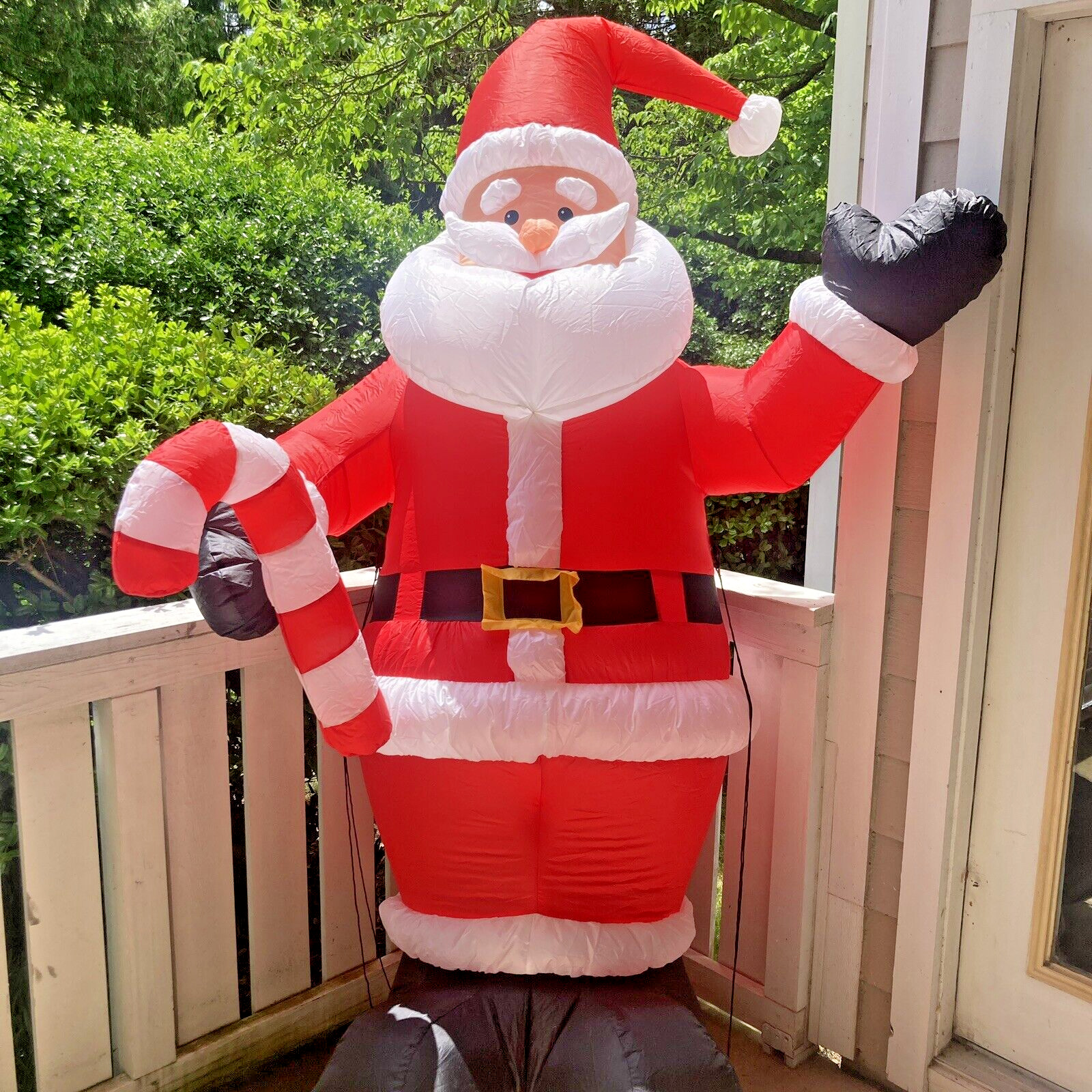 GEMMY Airblown Inflatable 8ft Santa Claus Christmas Holiday Candy Cane Lights Up
