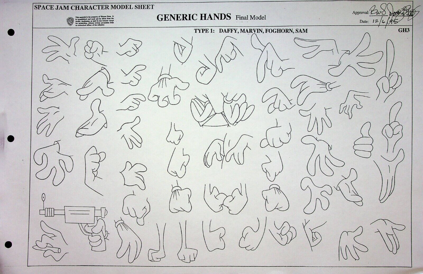 SPACE JAM Character Model Sheet GENERIC HANDS Production Copy 11\