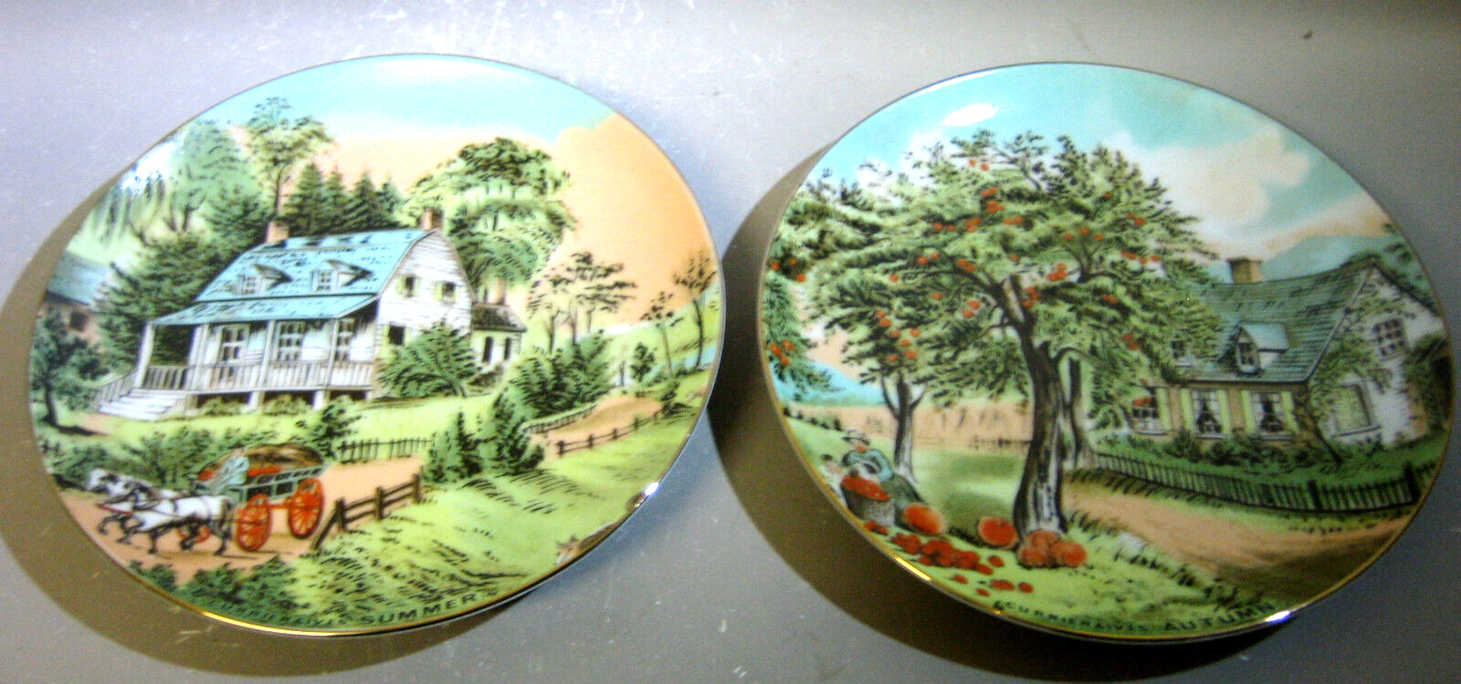 Pair 1995 Summer and Autumn Bond International Japanese decorative plates