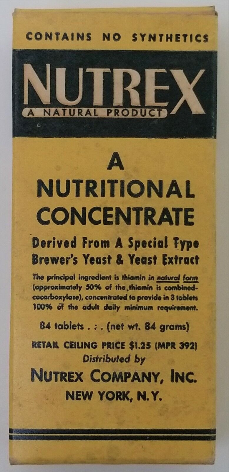 Vintage Nutrex Apothecary Pharmaceutical OTC Medicine Nutritional Concentrate