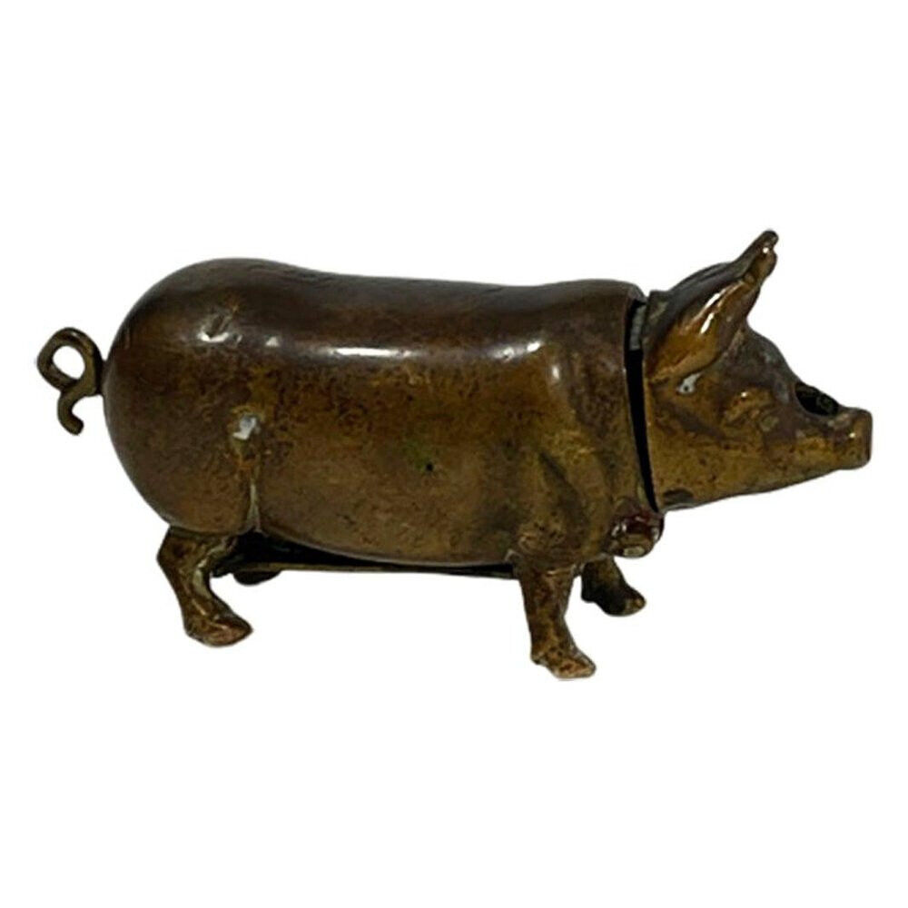 Brass Vesta Match Case in the Shape of a Pig-Like New Condition