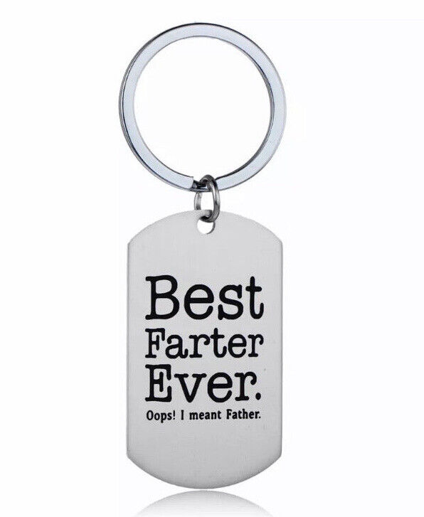 Brand New Funny Best Farter Ever I Mean Father Dads Day Silver Keychain Gift