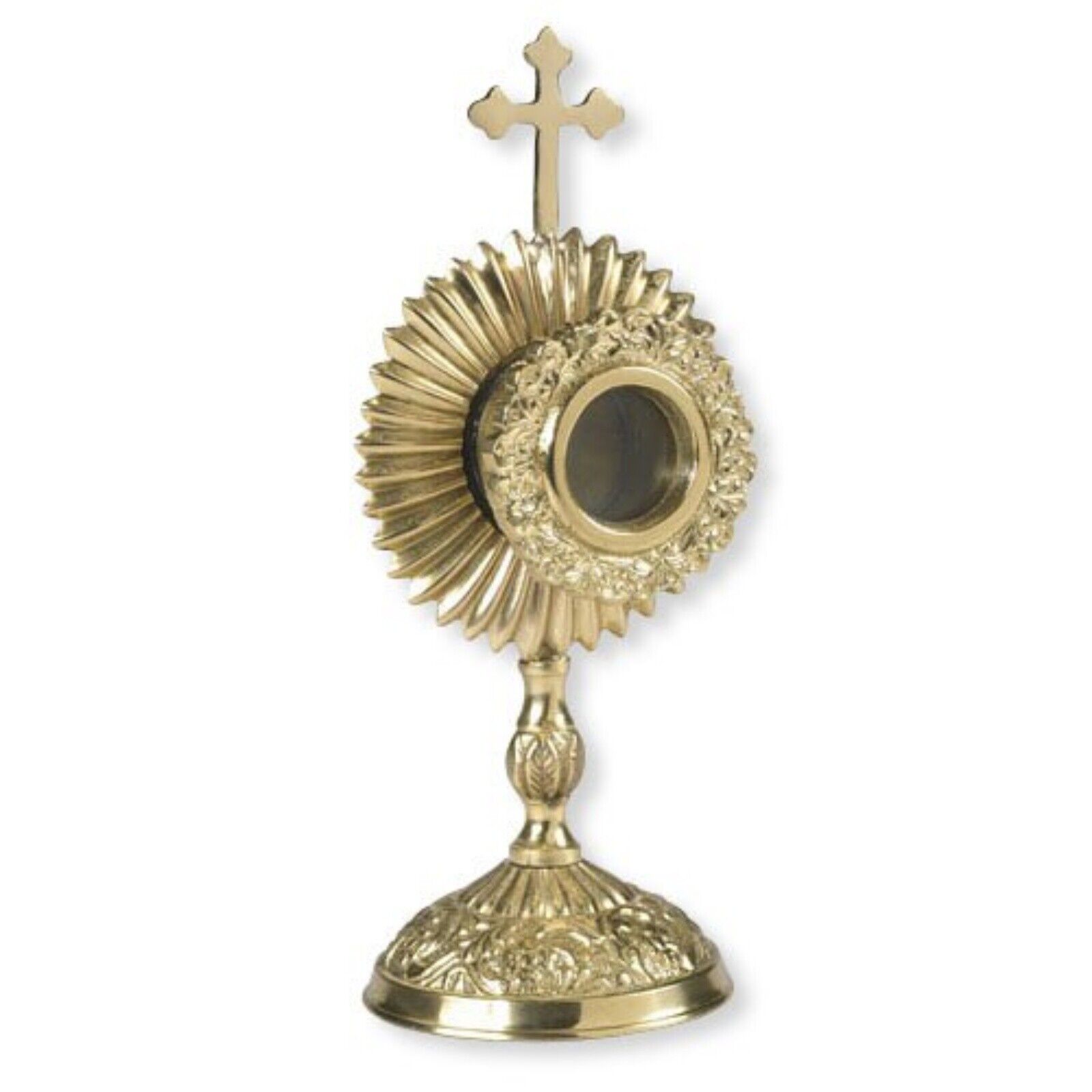 N.G. Brass Round Personal Reliquary Catholic Relic Holder, 6 1/4 Inch