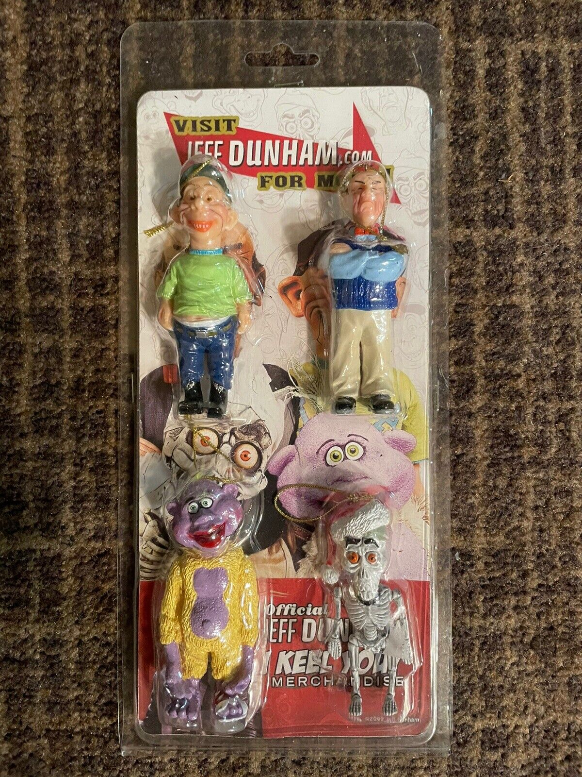 NEW Official Jeff Dunham 4 Christmas Ornament Set Bubba Walter Peanut Achmed
