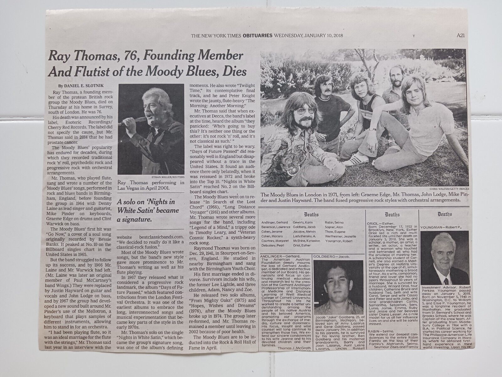 Ray Thomas 76 Obituary New York Times Founding Member Moody Blues