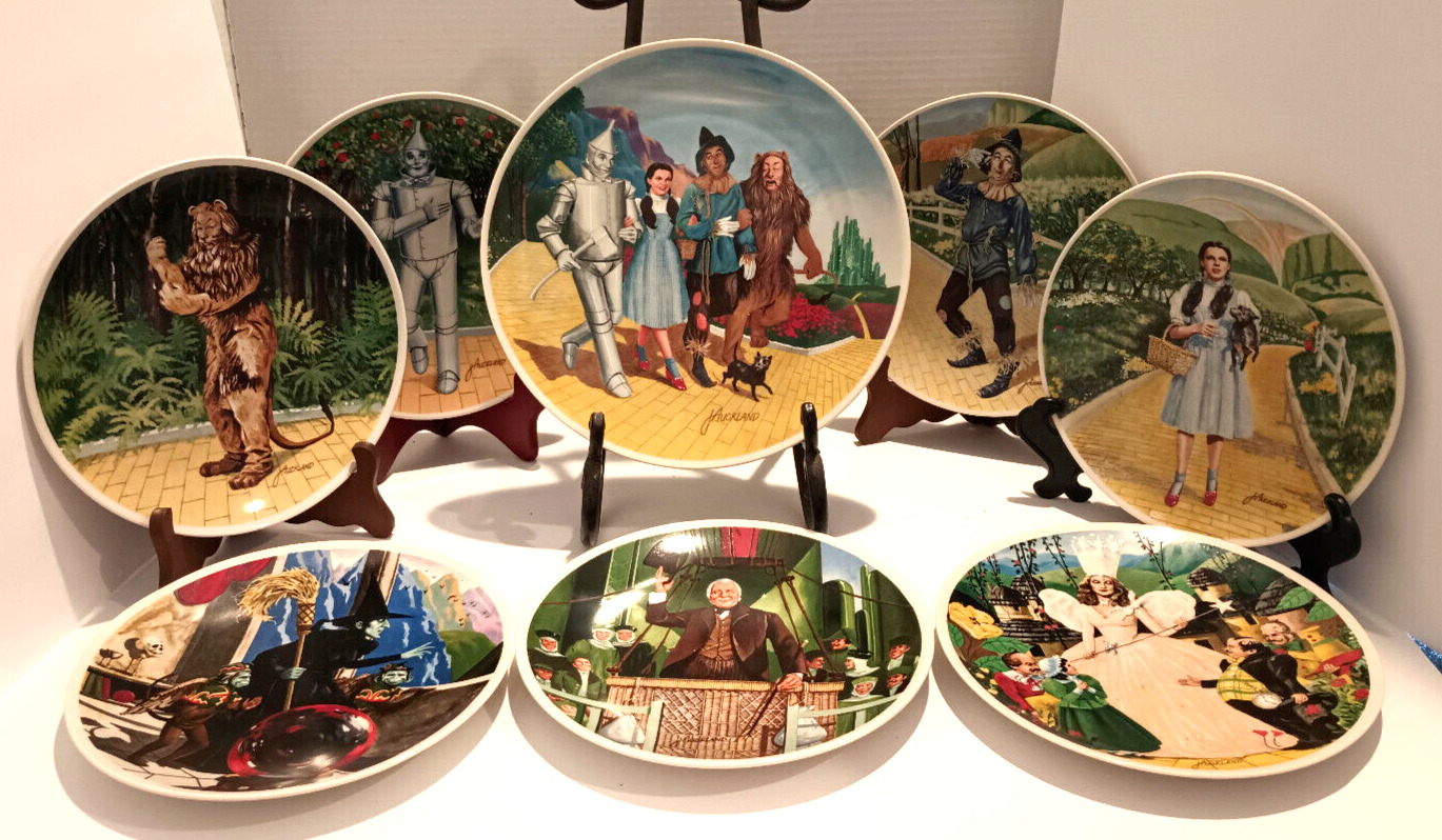 Wizard of Oz Knowles Collector Plates Hand Painted Ceramic Set of 8 Vintage 1977
