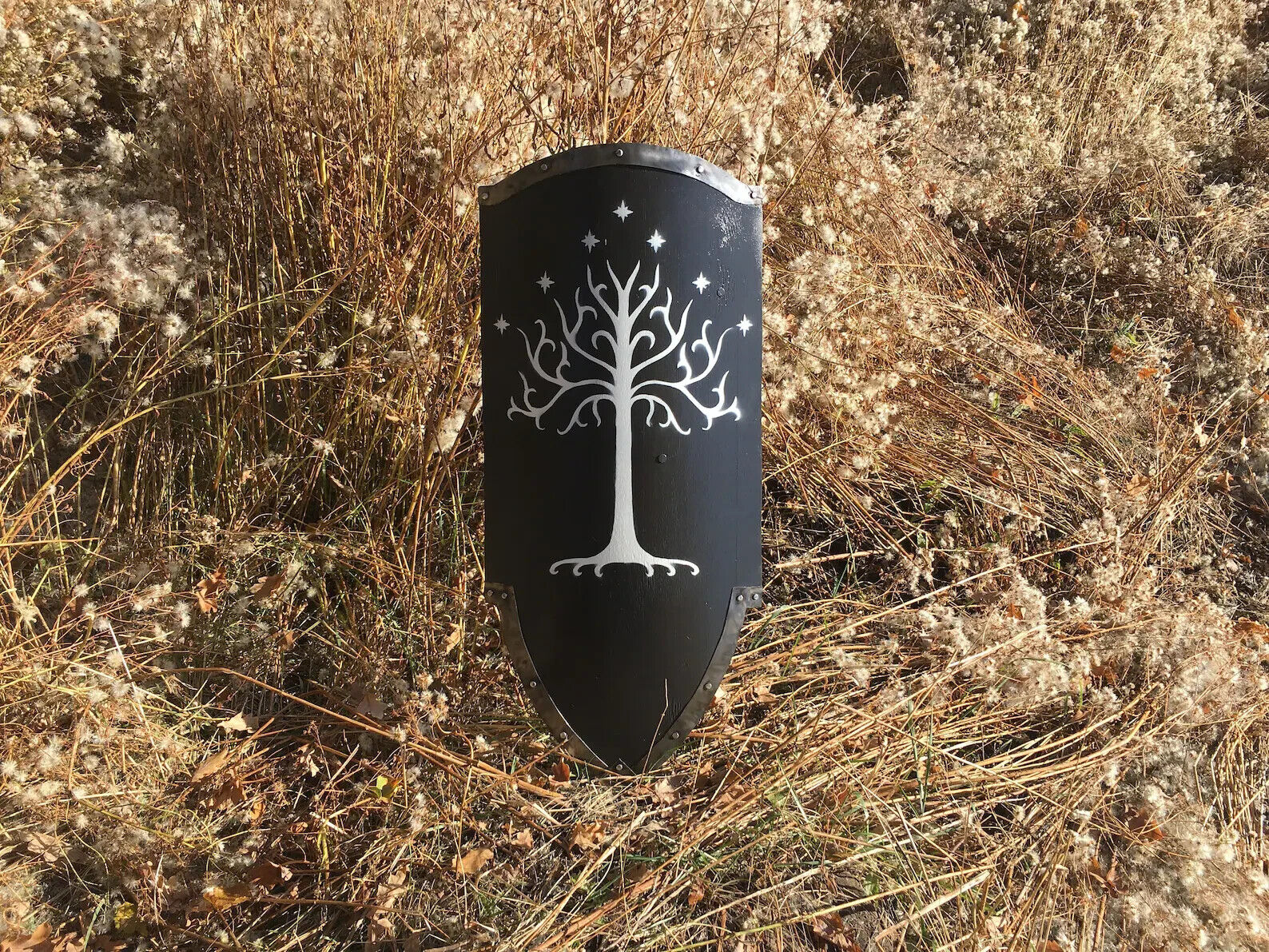 Lord of the Rings Shield of Gondor White Tree Wooden Carved Guardian Shield