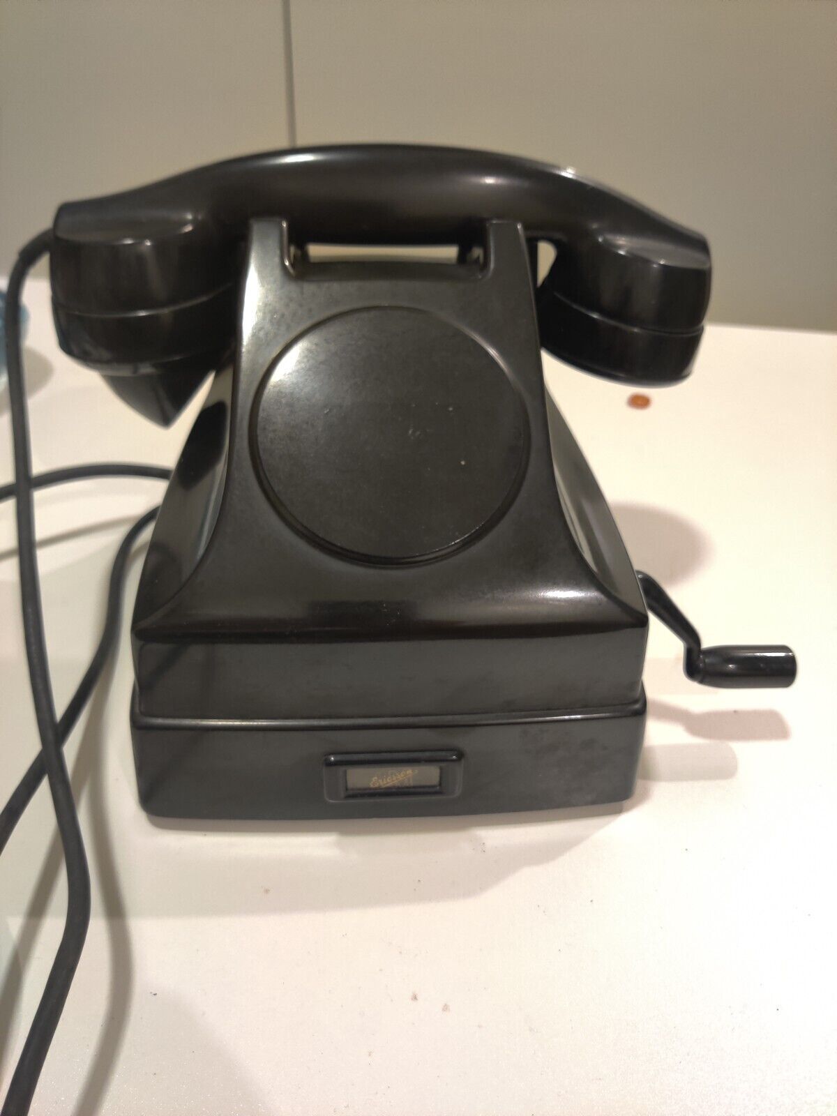 LM ERICSSON DAH 13001 HAND CRANCK TELEPHONE. BAKELITE. 1960s. MADE IN SWEDEN