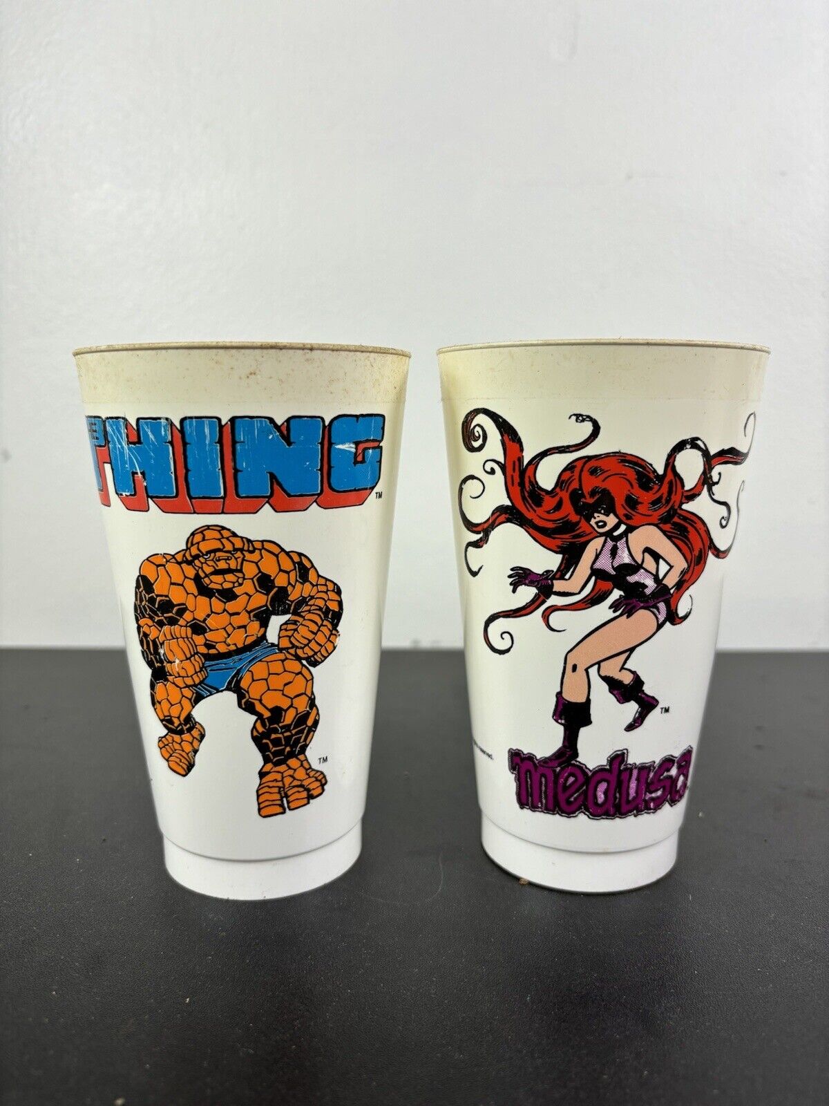 Vintage lot 2 DC MARVEL SLURPEE 7-11 cups The Thing & Medusa 7/11