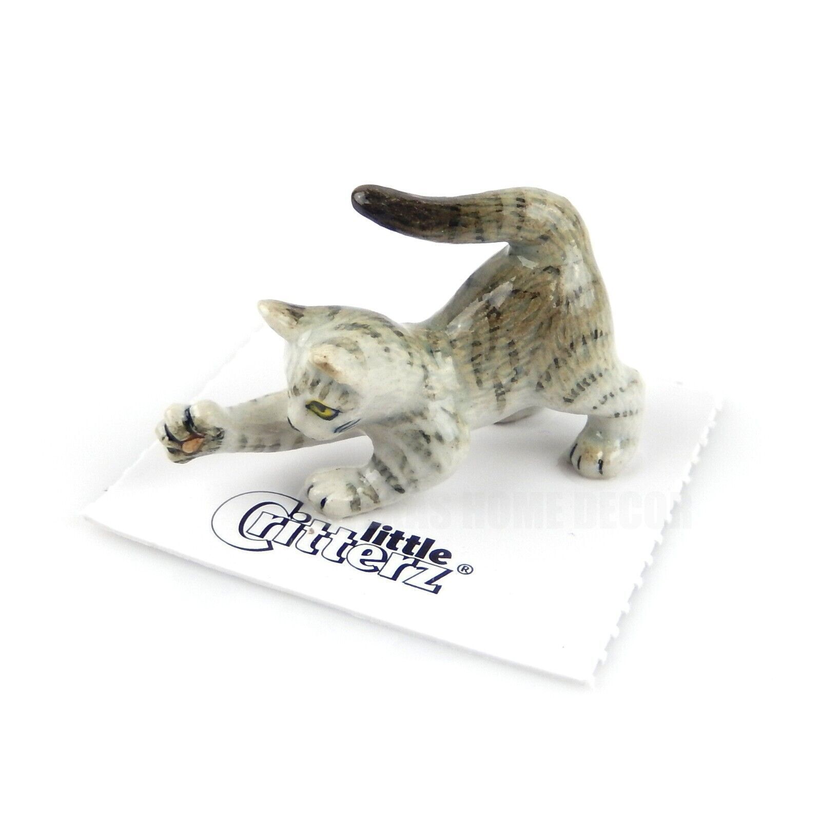 Little Critterz Miniature Collectors Grey Tabby Cat \