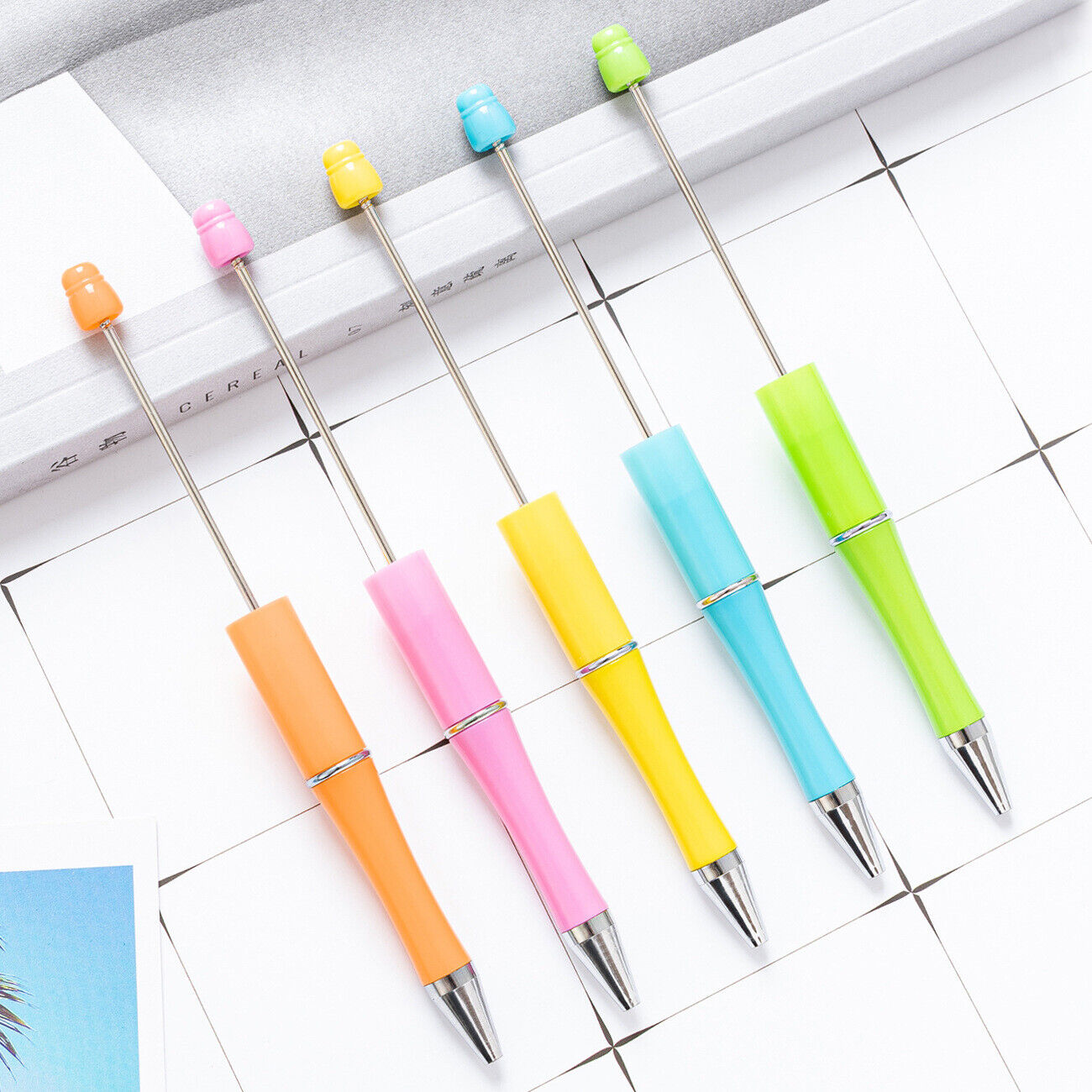 30PCS plastic beaded ballpoint pen for students Colorful multi-function creative