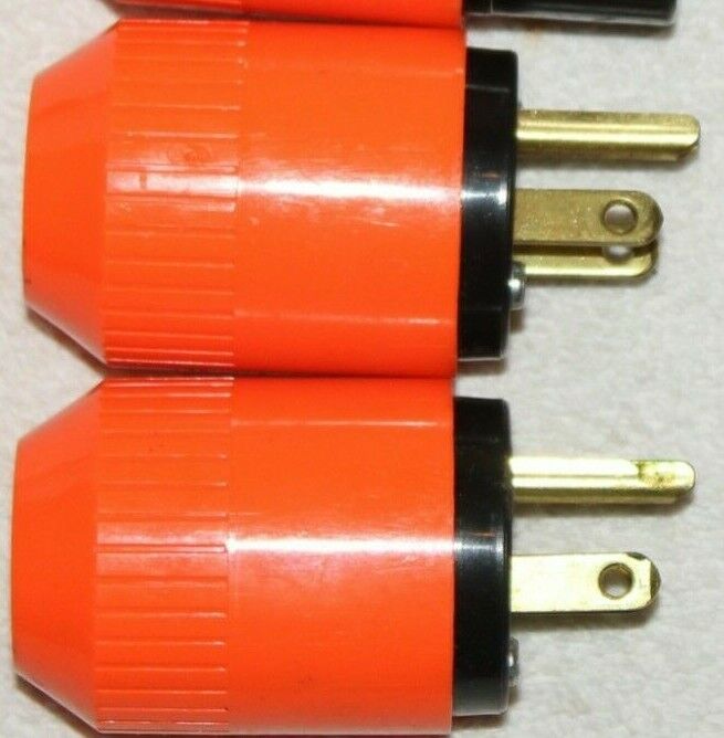2 Bryant Hi Viz NEMA 5-15 15A 125V Neon Orange Male Cord Connectors