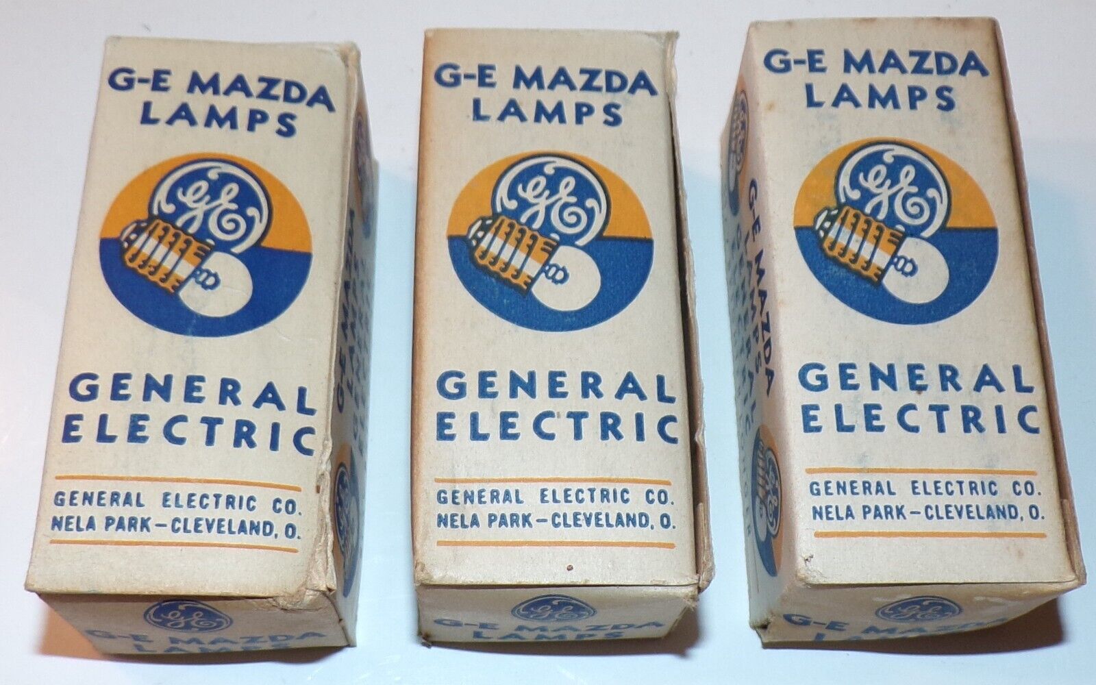 3 Vintage Boxes GE Mazda PR 10 General Electric Lamps Bulbs CG 410-D 10 Pack NOS