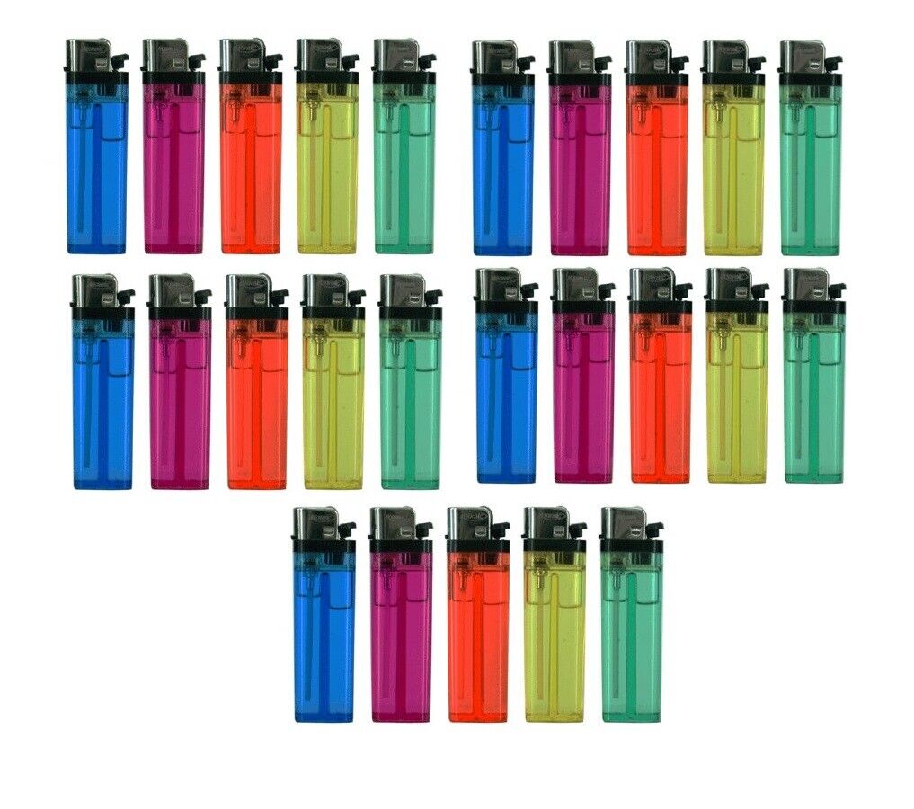 25 Pcs Full Size Disposable Butane Lighter Assorted Colors Wholesale Price