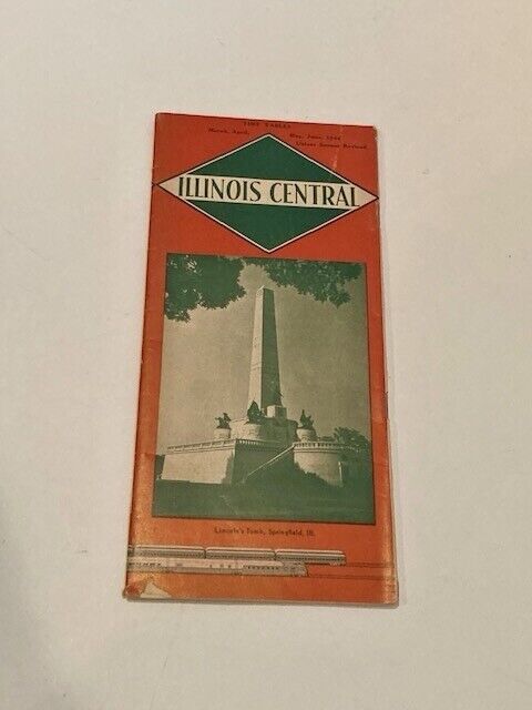 Vintage 1944 Illinois Central Railroad System Public Timetable WWII