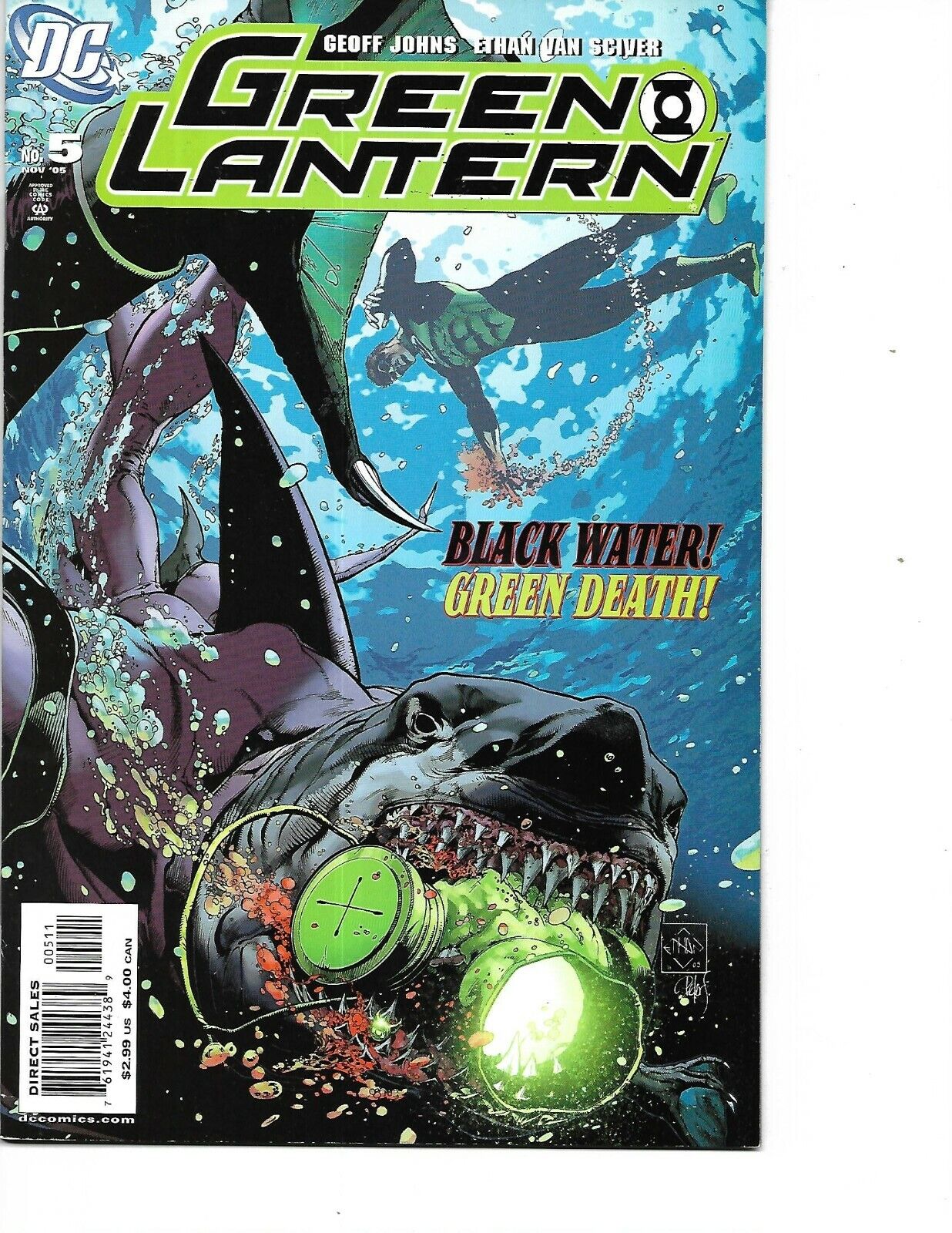 Green Lantern #5 Hal Jordan Black Hand 1st Gleen Shark (Nov 2005 DC) Near Mint