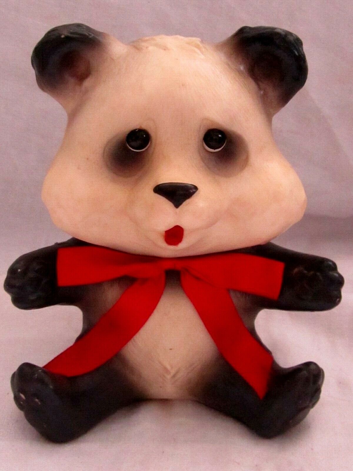 Vintage Hard Plastic Bear Bank with Red Bow Tie 1972 Rox Des Of Florida