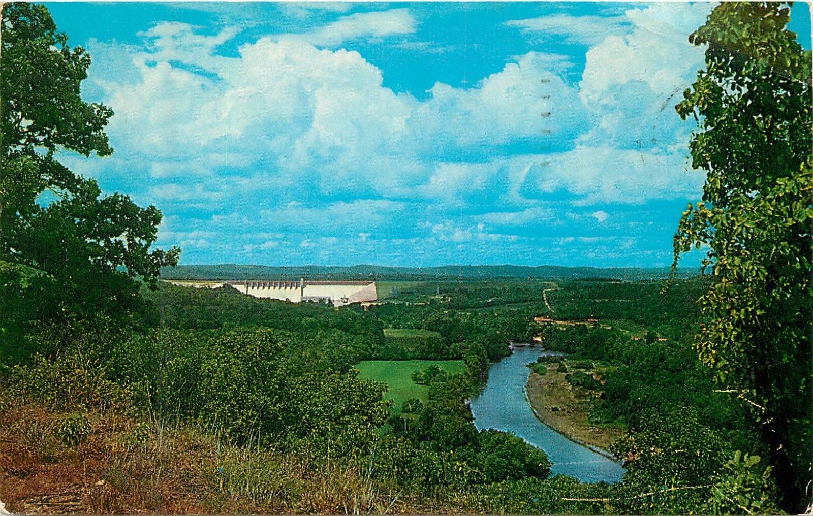White River Table Rock Dam Ozarks Missouri MO Branson Hollister Postcard