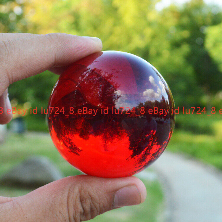 50mm Asian Rare Natural Quartz Red Magic Crystal Healing Ball Sphere + Stand