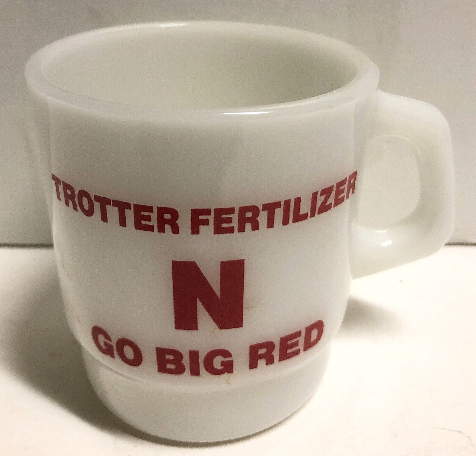Vintage Anchor Hocking Huskers Mug Trotter Fertilizer Advertising Go Big Red