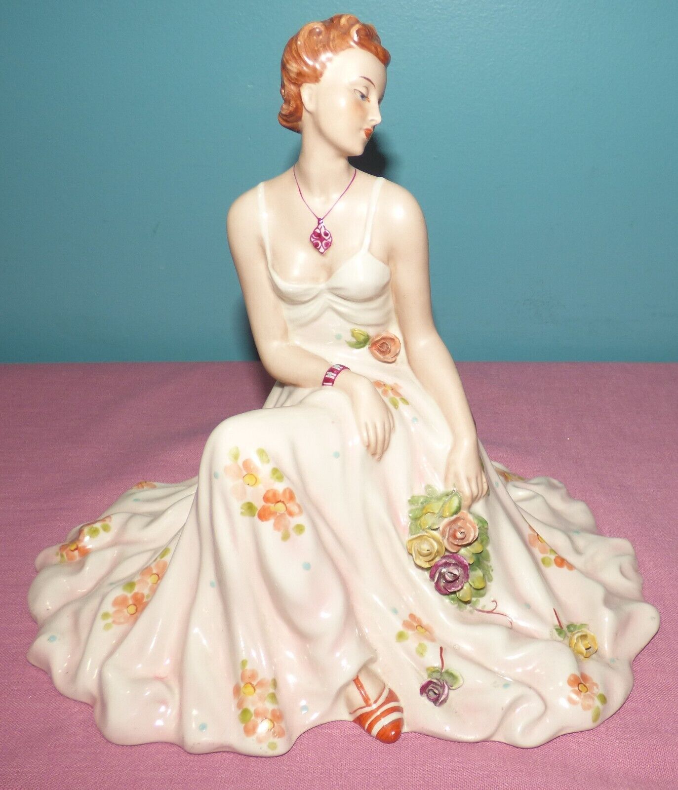 Antique Lady With Roses Royal Dux Porcelain Deutschland