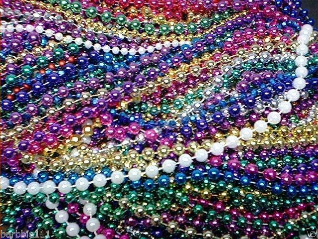 200 Mardi Gras Beads Bulk Lot Necklaces  Party Favors Multi-color