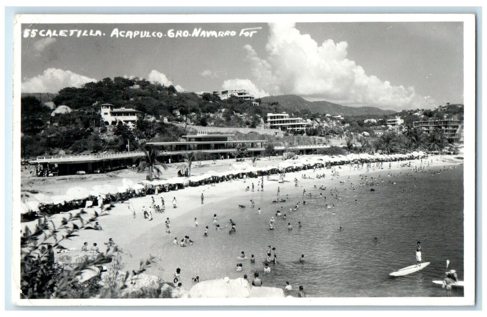 c1920's Caletilla Acapulco Guerrero Mexico Bathing Scene RPPC Photo Postcard