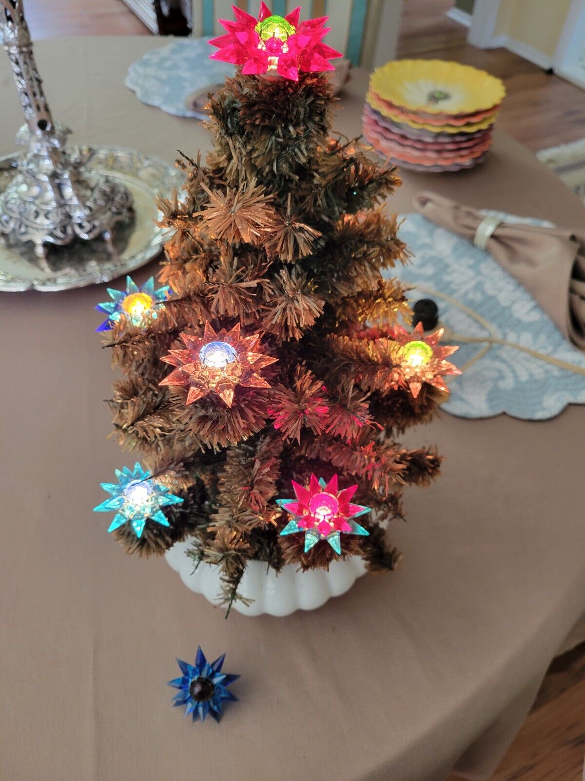 Vintage Christmas Feather Tree  9 Socket C6 With wonder star Lights . Perfect co