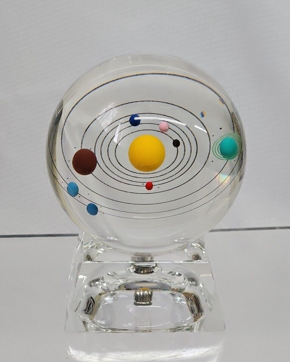 Crystal Solar System Paperweight Glass Galaxy Miniature Universe Astronomy 
