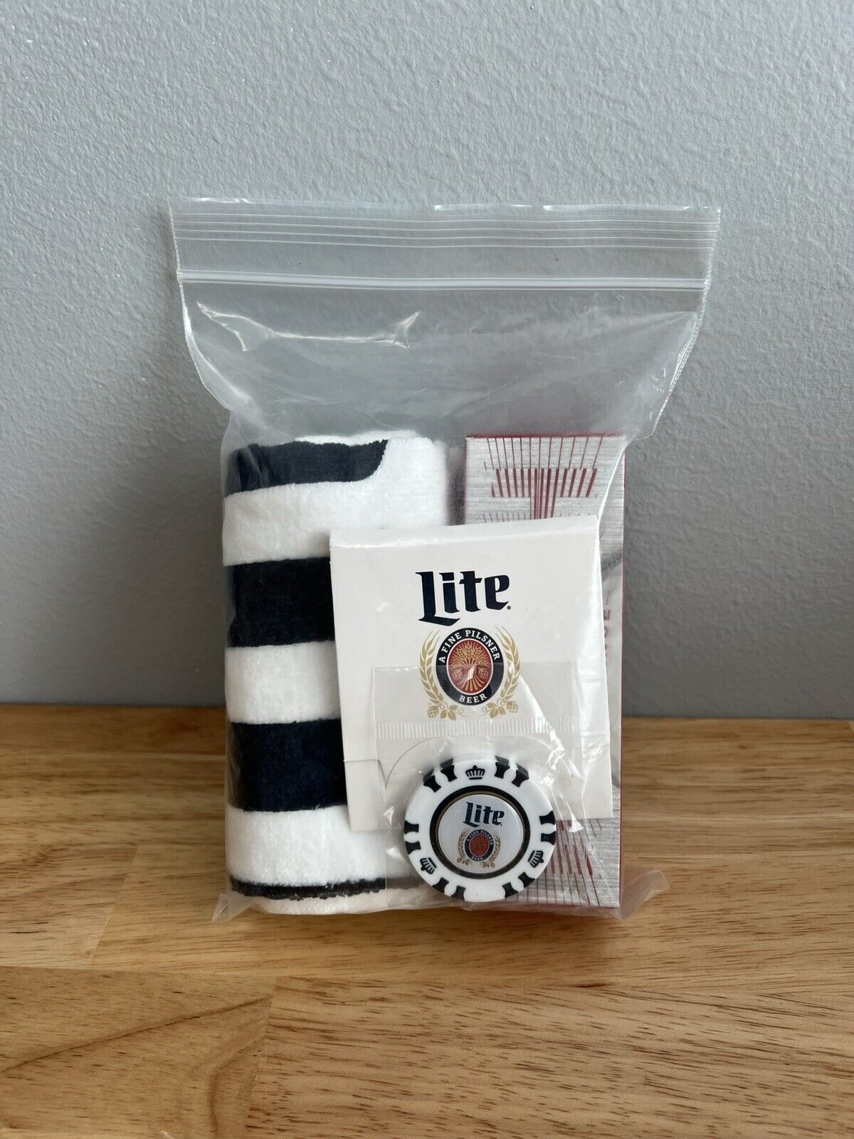Miller Lite Golf Collectibles (3x Balls, Towel, Tees, Poker Chip Ball Marker)