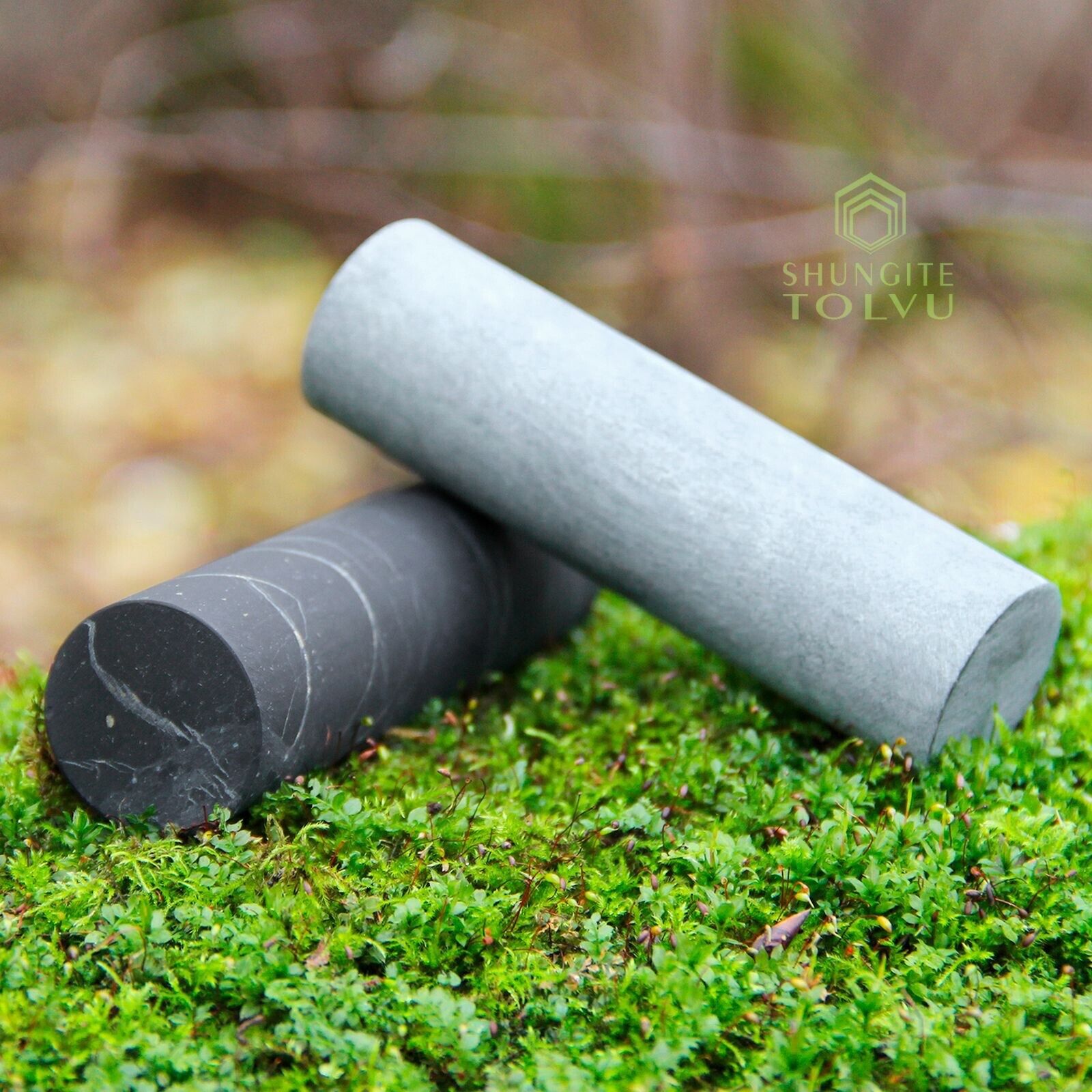 Shungite and Soapstone Cylinders for meditation Unpolished Natural stones, Tolvu