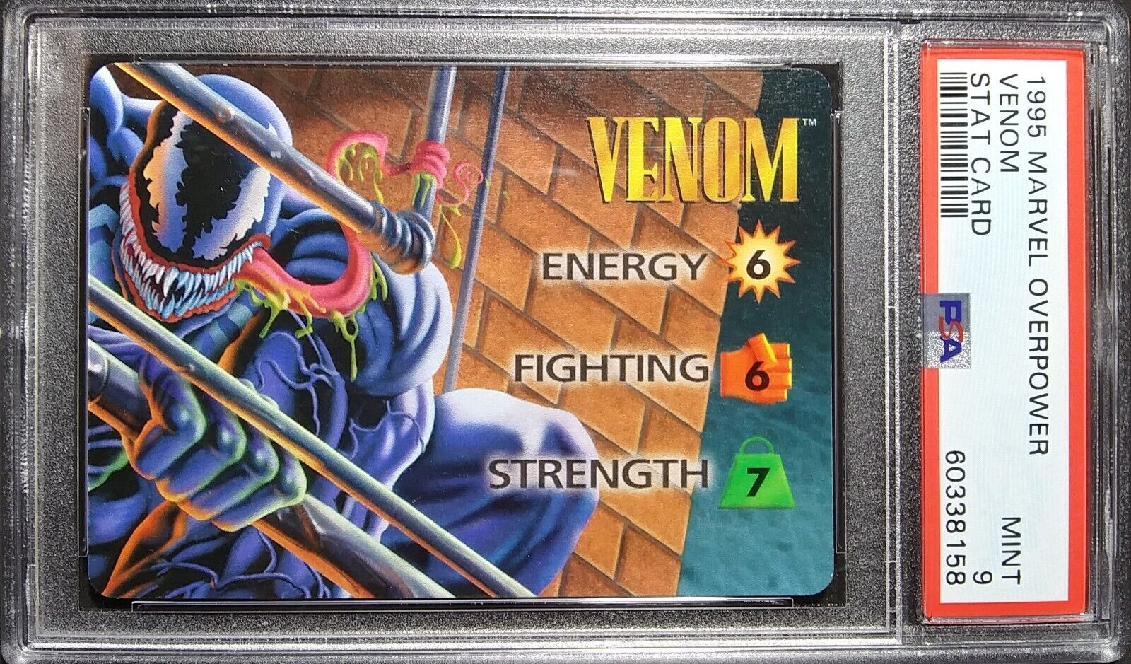 1995 Fleer Marvel Overpower Character Stat Card # VENOM CCG TCG Pop 6 MINT PSA 9
