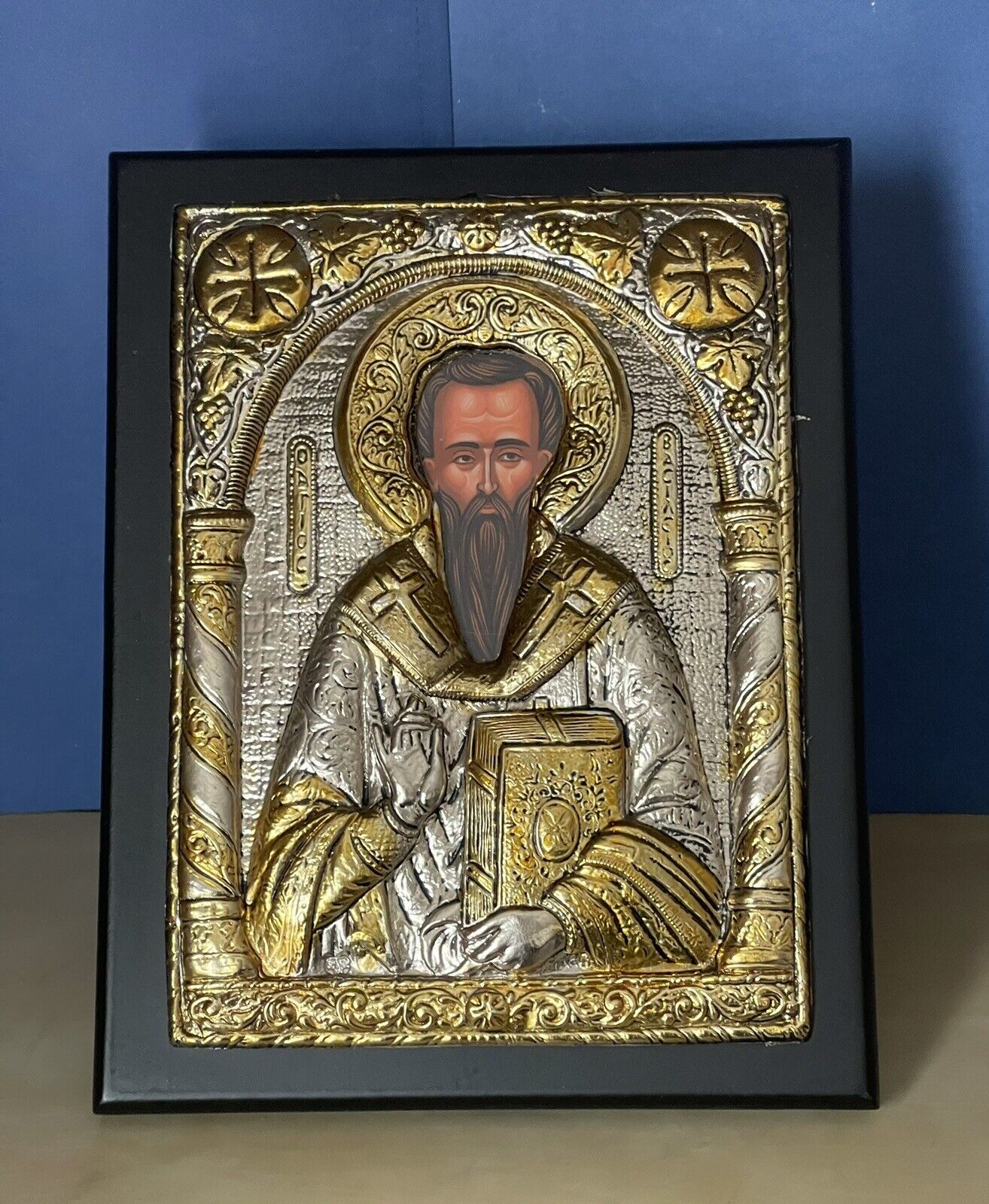 Saint Basil the Great- ORTHODOX ICONS SILVER PLATED 950 - 6.69 x 8.66 inches