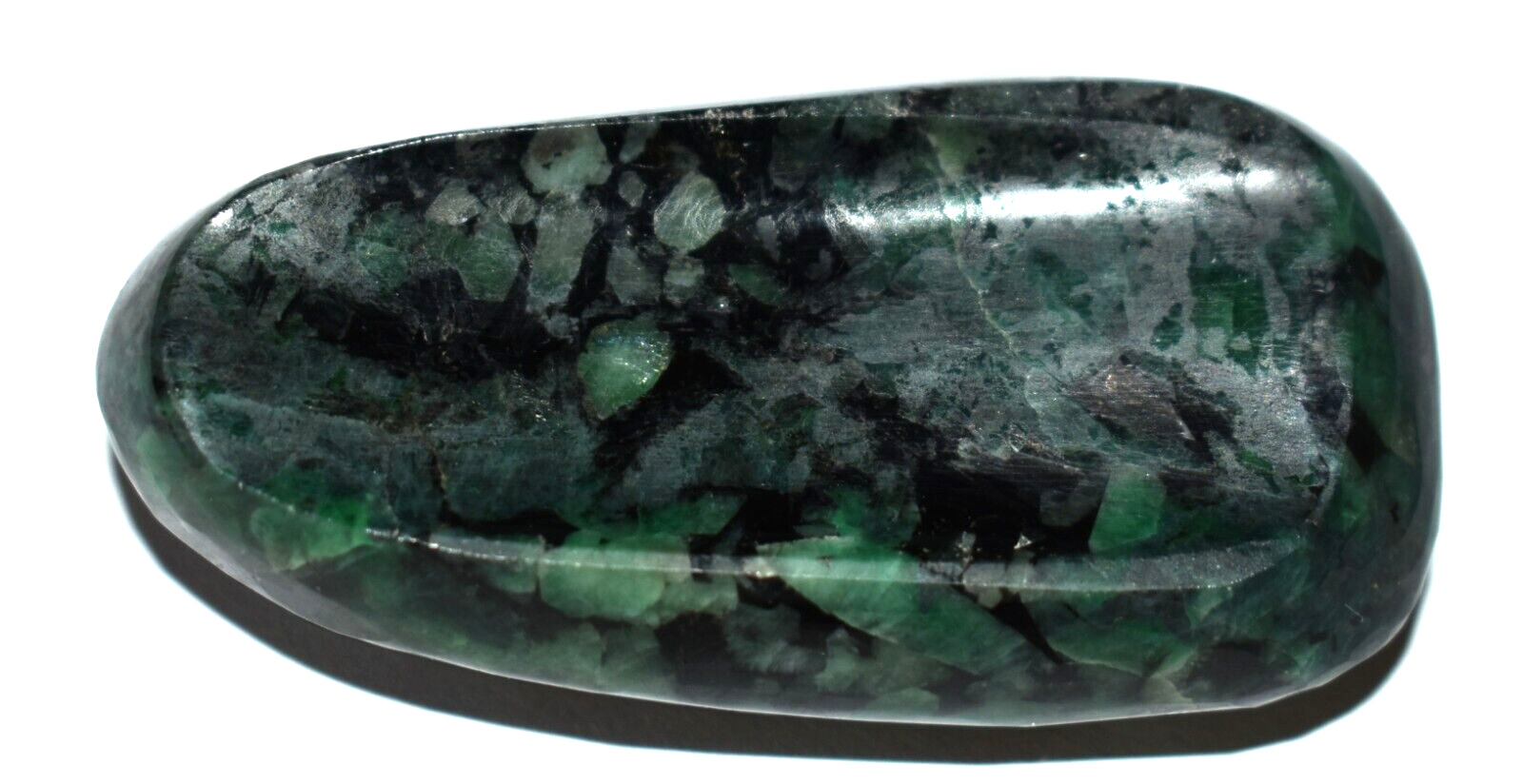 Emerald Crystal Palm Worry Stone Hand Carved w Thumb Indent Deep Green Exquisite