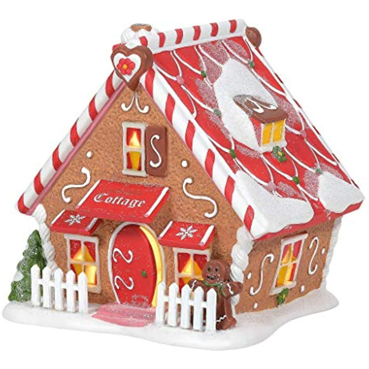 Department 56 North Pole Village Ginger\'s Cottage Gingerbread House Lit 6005428