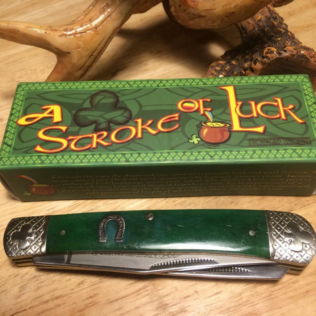 Rough Ryder Stroke of Luck Green Smooth Bone Trapper 4 1/8