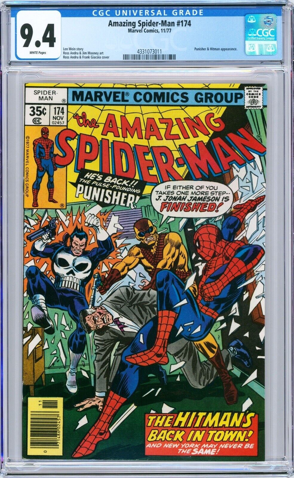 Amazing Spider-Man #174 1977 Marvel CGC 9.4 Punisher & Hitman appearance