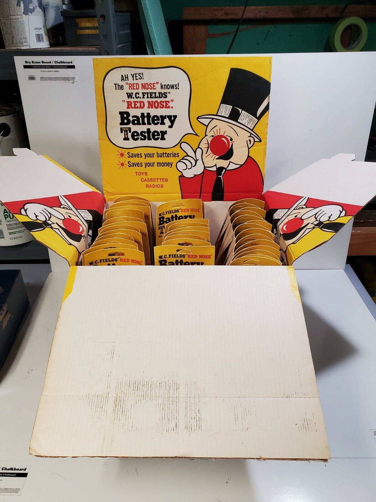 Original W.C. Fields Red Nose Battery Tester 1974 Novelty with Display