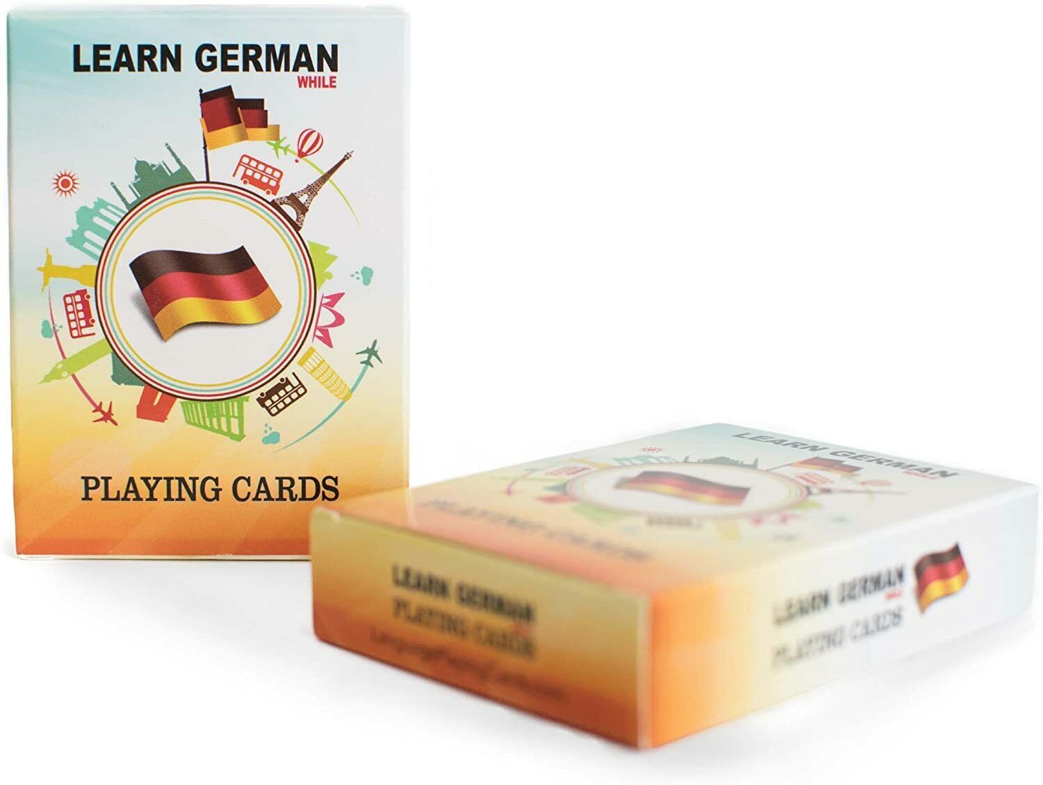 Language Playing Cards German Language Learning, Fun Visual Flashcard 52   2 LOT