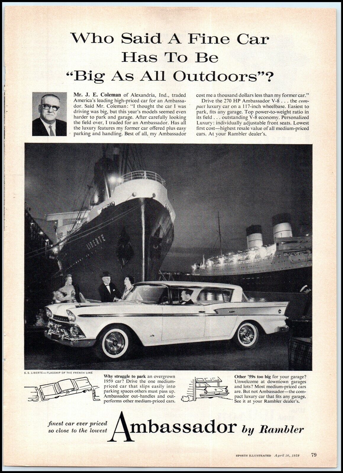 1959 RAMBLER Ambassador Magazine Car / Automobile Print Ad A3