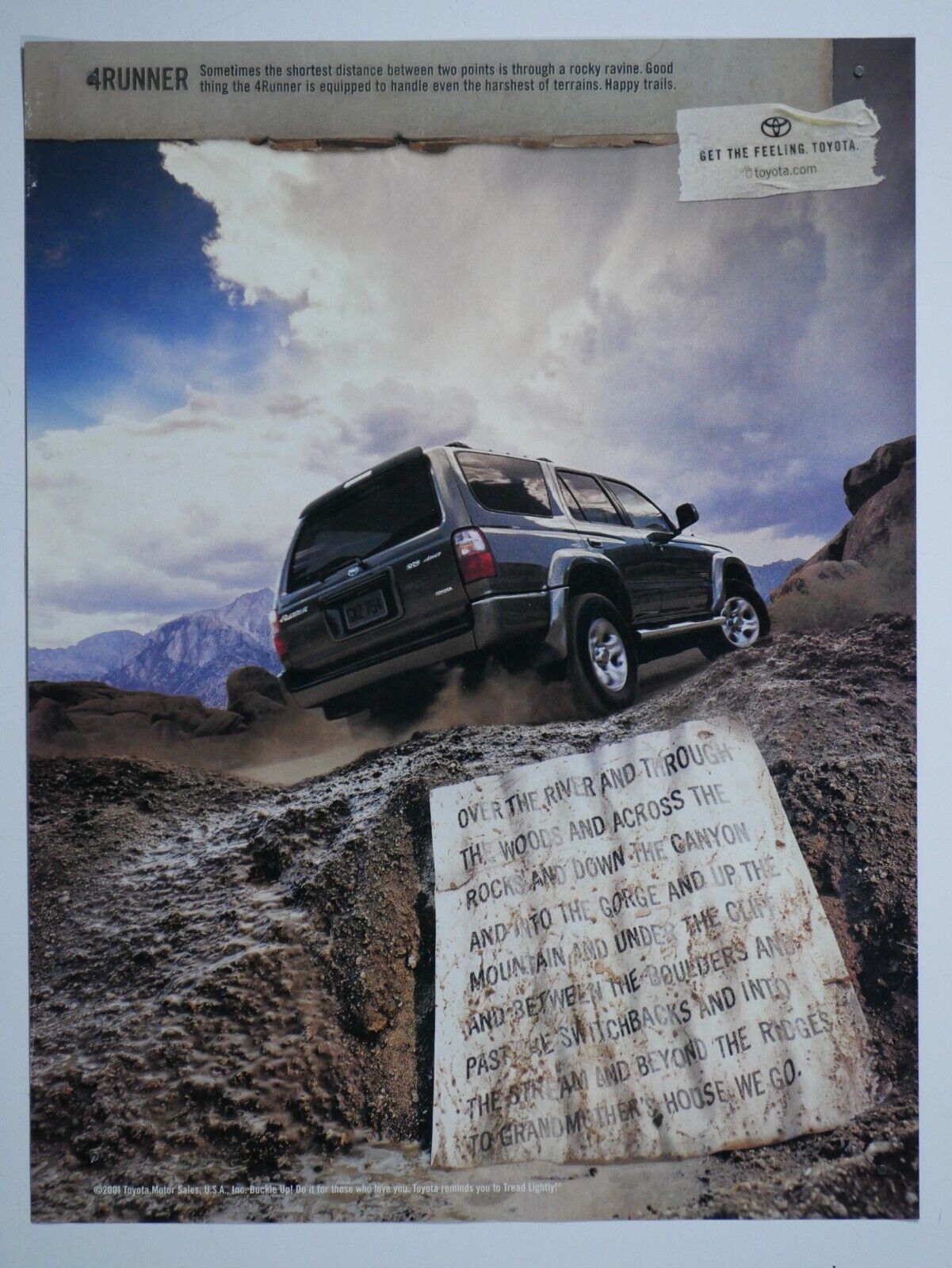 2002 Toyota 4Runner Original Over The River Through The Woods Print Ad 8 x 10.5