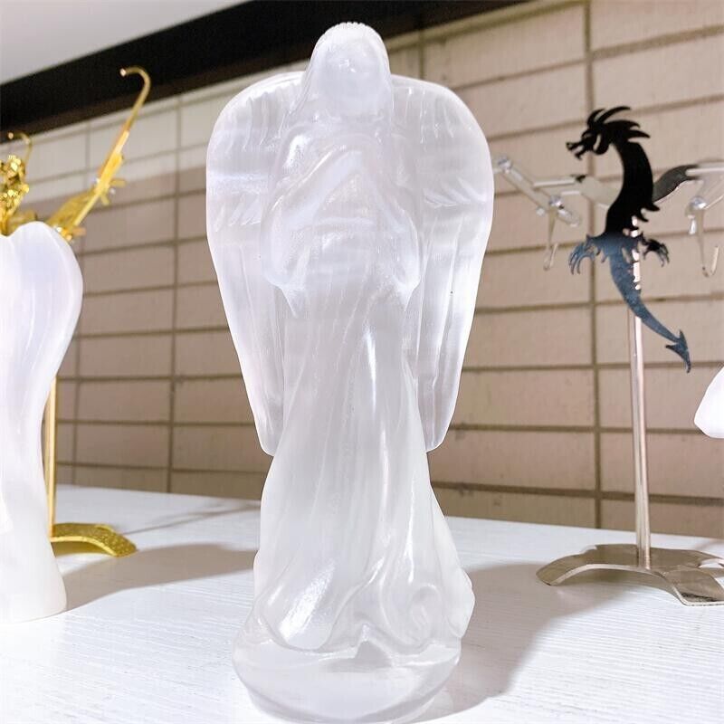 16cm High Quality Selenite Guardian Angel Carved Polished Healing Statue 1pc