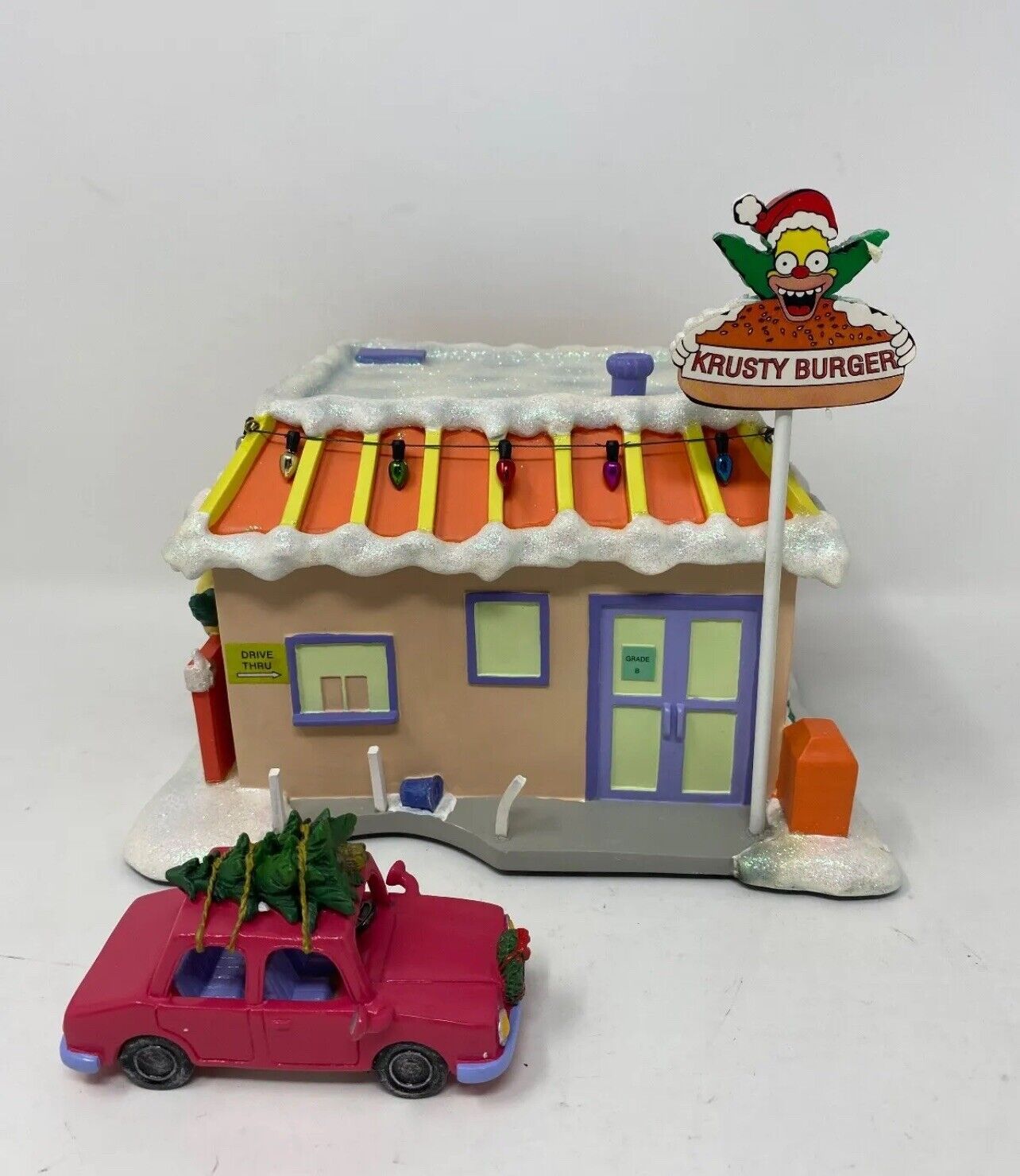 NEW The Simpsons Christmas Hawthorne Village Krusty Burger & Red Car COA Lights