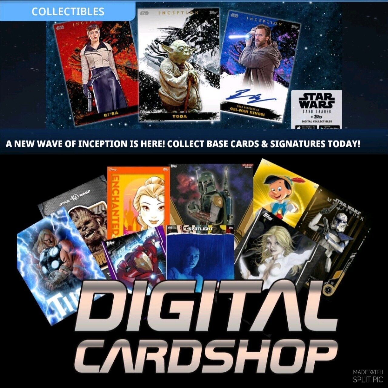 Topps Star Wars Card Trader 2022 Inception Wave 4 Blue White Base Set of 48