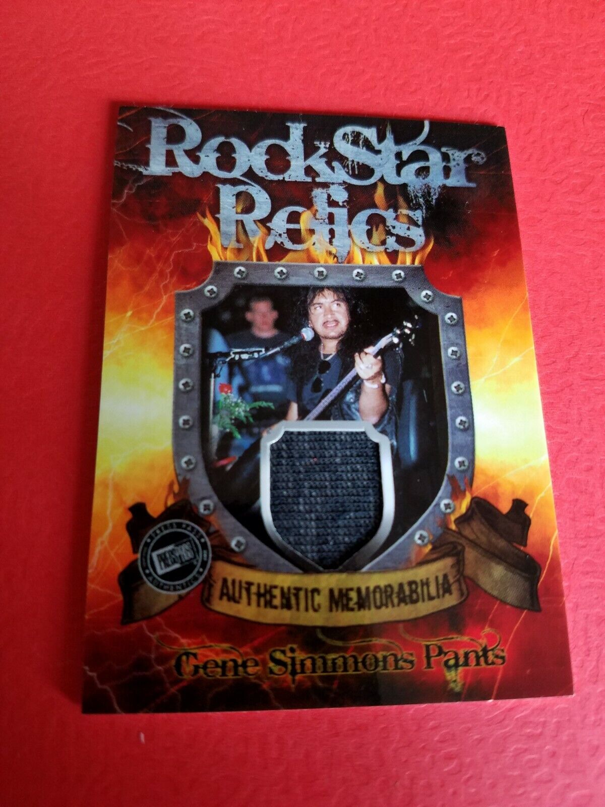 KISS KLOTHES GENE SIMMONS WORN PANTS SWATCH ROCK STAR RELIC CARD 2009 PRESS PASS