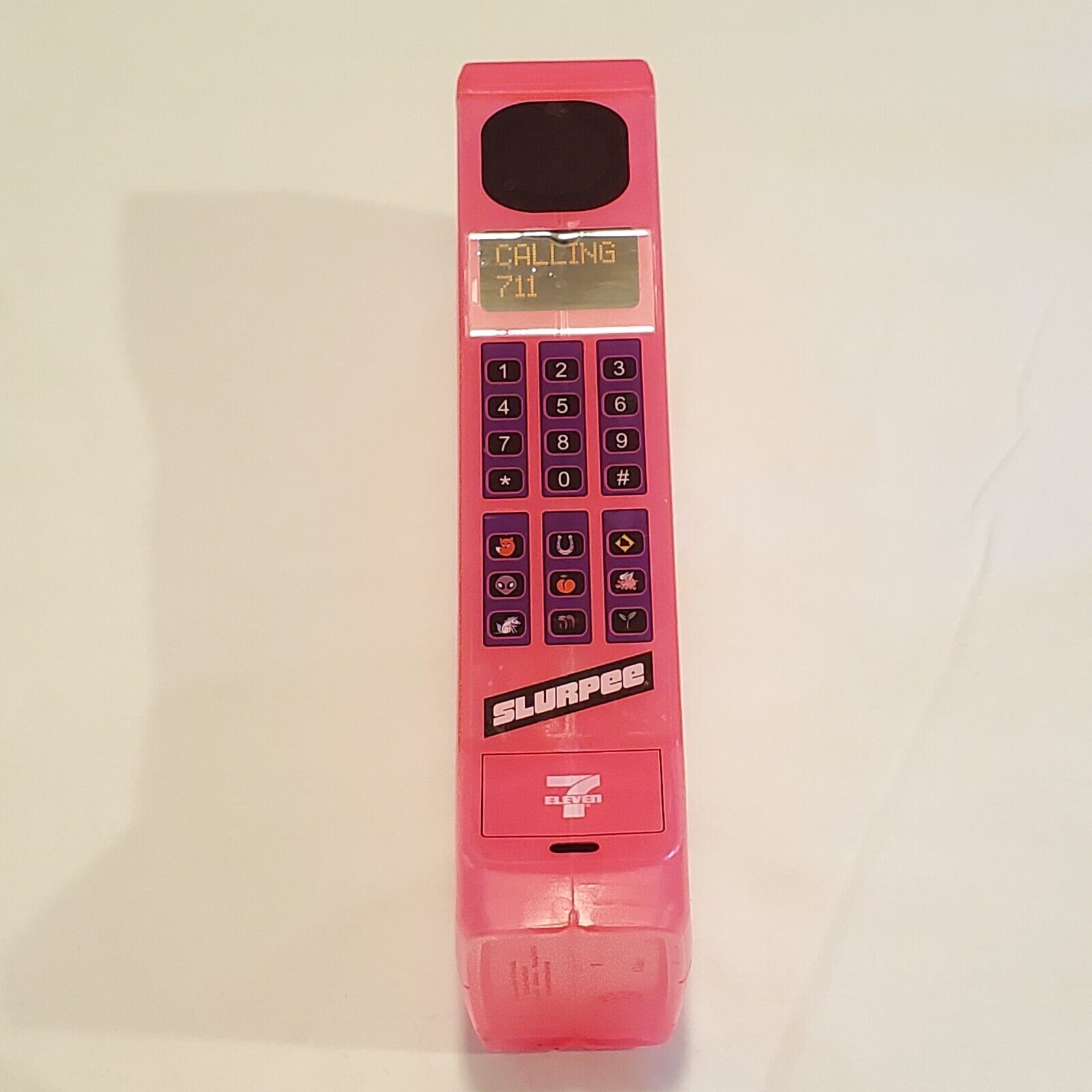 Pink Slurpee 7 Eleven Slurp Cell Phone  Shaped Cup 80's Retro Pop Culture READ