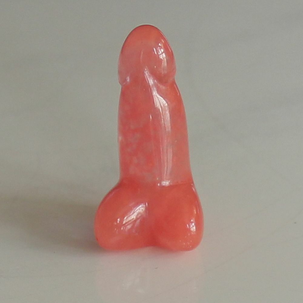 1.2\'\' Mini crystal gemstone red glass quartz man genital penis testicle figurine