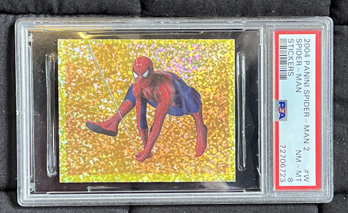 RARE 2004 Panini Stickers Spider Man 2 #W Italian PSA 8 ( POP 1 , None Higher )